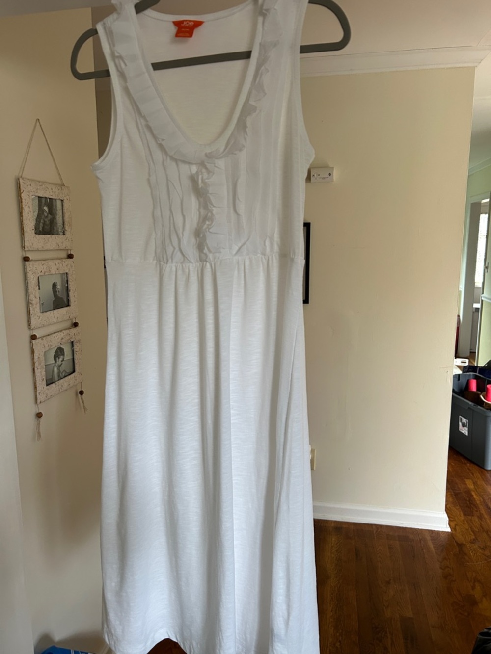 Joe Fresh White Sleeveless Ruffle-Trim Maxi Dress